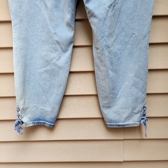 Gloria Vanderbilt Plus Light Wash Blue Skinny Ankle Jeans Alexandra Lace-Up Hem - Picture 9 of 14